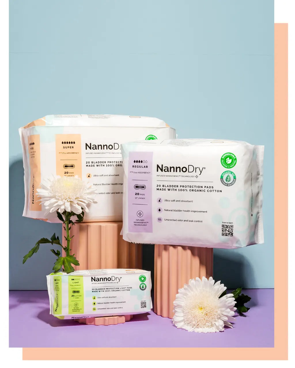 Paquetes de toallas NannoPad y NannoDry